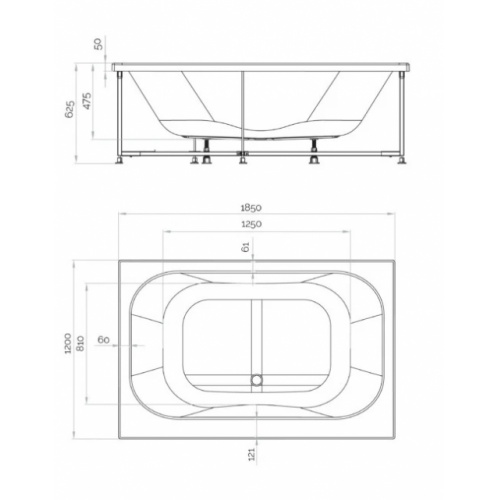 Baignoire premium BOSSANOVA 185x120cm bossanova-dimensions