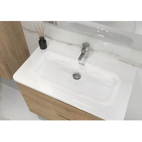 Meuble vasque LUNA Bois Clair 80cm avec miroir Lite LUNA-80-bois clair-vasque