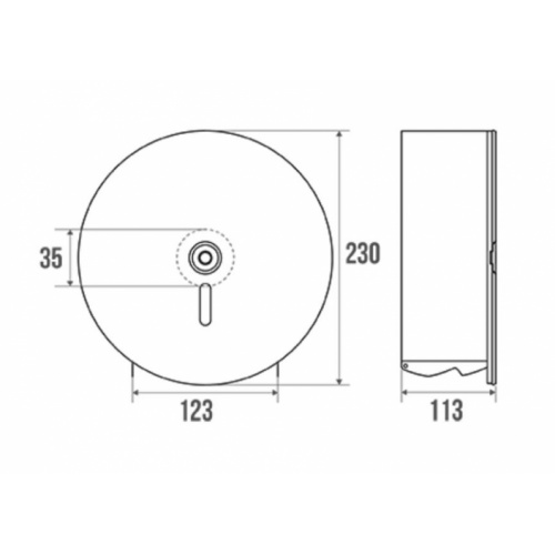 Distributeur papier WC MINI Inox Poli-brillant Ø 230 mm 878651_schema