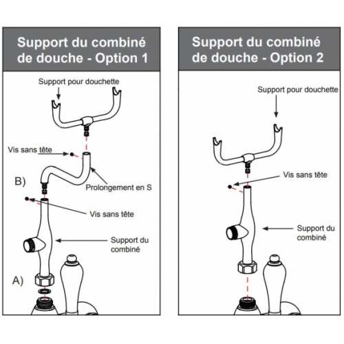 Mélangeur bain-douche mural coudé Claremont - Quart de tour - Chromé/Blanc Option bras douchette