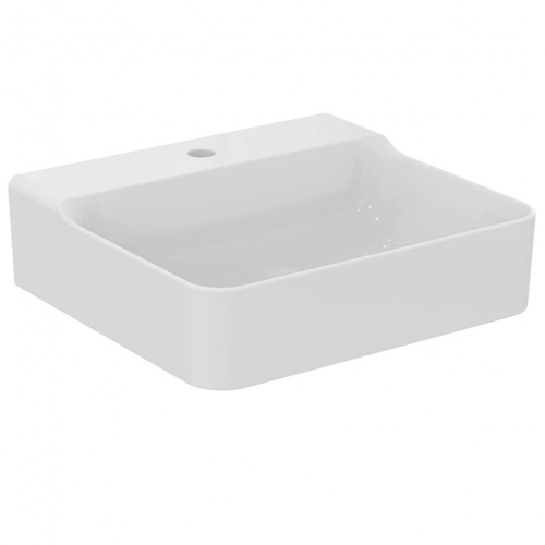 Lavabo en grès fin CONCA rectifié 50x45cm Blanc brillant - Sans trop plein Conca_T381501 (5)