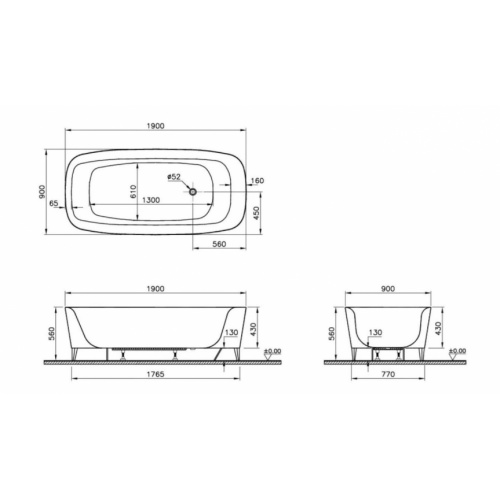 Baignoire îlot rectangulaire Water Jewels Water Jewels Schéma