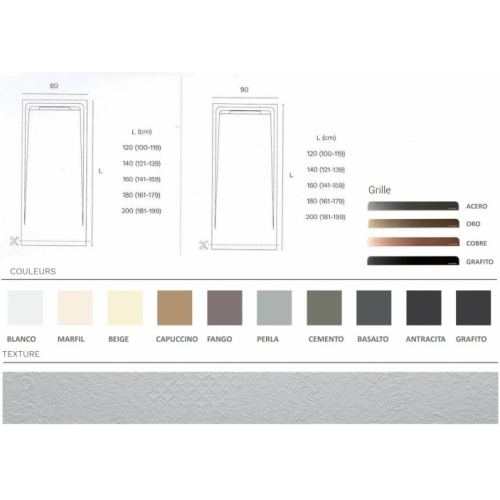  Receveur de douche ELAN Epoque Blanc - Grille Cuivre - 80x140cm ELAN Schéma