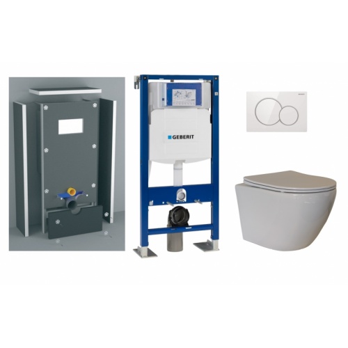 Pack WC suspendu GEBERIT KELOS Blanc + Habillage à carreler