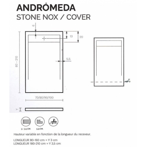 Receveur de douche écoulement linéaire Andromède Graphite 70x80 Andromede