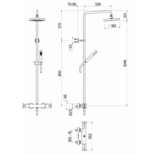 Colonne de douche thermostatique EXECUTIVE EV45751 EV45751 Schéma