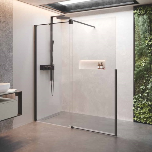 Paroi de douche coulissante H STYLE Noir - Gauche - 160cm