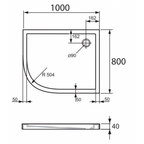 Receveur de douche asymétrique PURANO 80x100 cm PURANO_800x1000