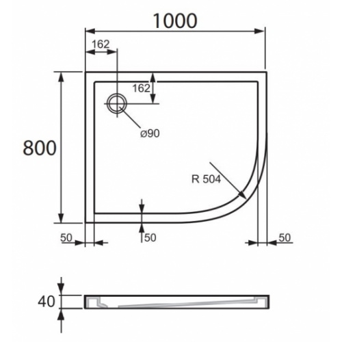 Receveur de douche asymétrique PURANO 100x80 cm PURANO_1000x800