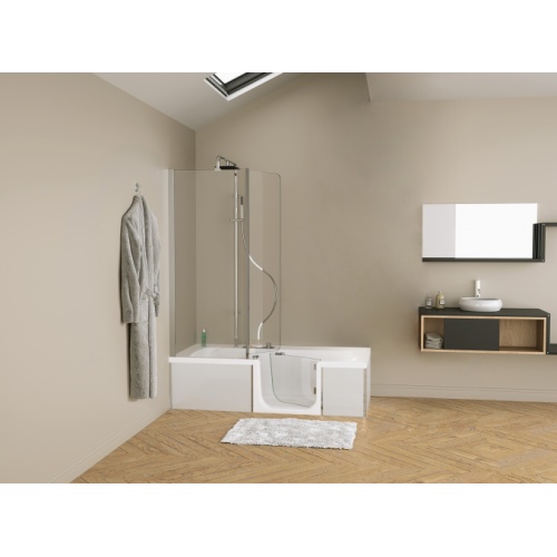 Combiné douche/bain DUO - Pack Design 3 en angle - 160x75cm - Tête à Droite