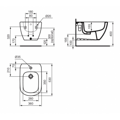 Bidet suspendu TESI Blanc brillant IS_Tesi_T4570