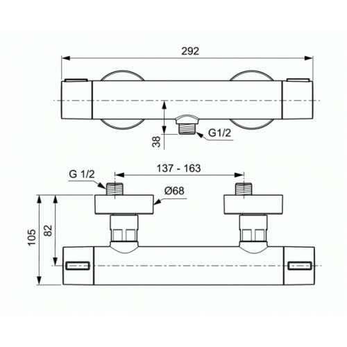 Mitigeur de douche thermostatique ALU+ Argent brossé IdealStandard_BD582_PrListDrw_f8046551118ce67edb8c30b368aa6c89