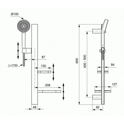 Ensemble de douche Idealrain ALU+ Noir Mat IdealStandard_BD586