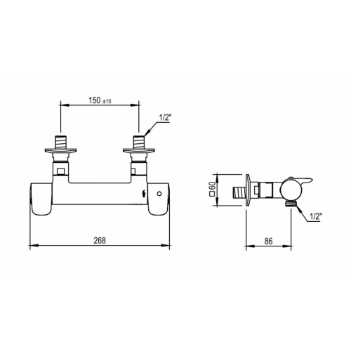 Mitigeur douche thermostatique NAJA Chromé 48-596_Schéma