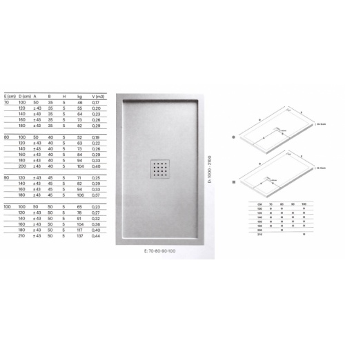 Receveur de douche LISO ENMARCADO Graphite - 100x120cm Liso Enmarcado Schéma