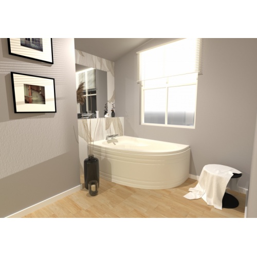 Baignoire d'angle gain de place ARCHIPEL 150x100 cm - Version gauche Baignoire ARCHIPEL 150x100 (face)