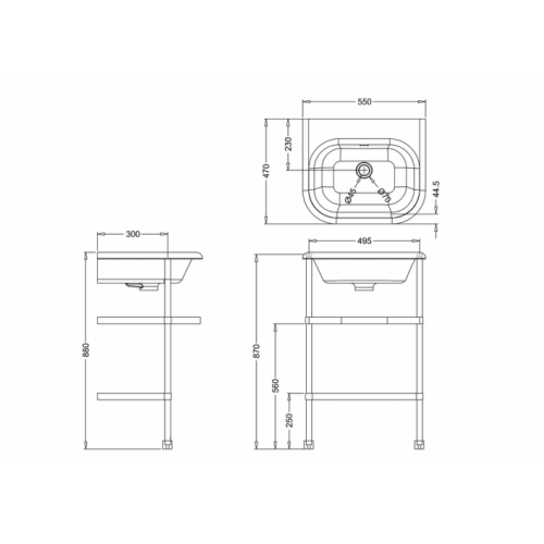 Piétement acier pour vasque Tradition 550 B7E B7ES_LD