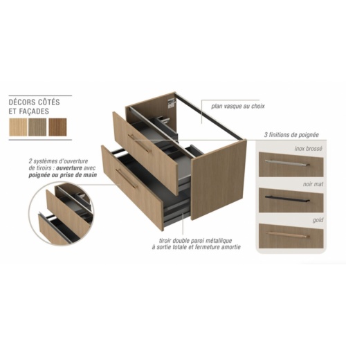 Meuble de salle de bain STRIATO Chêne Strié Cuivre Gamme STRIATO