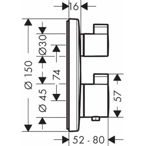 Set de finition ECOSTAT S pour mitigeur thermostatique encastré avec robinet d'arrêt et inverseur 15758700 Schéma
