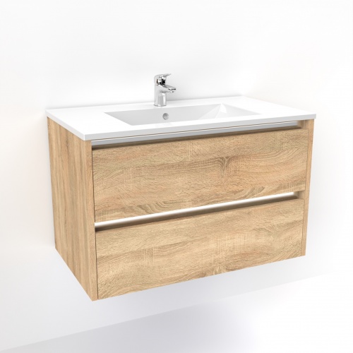 Meuble simple vasque 77 Jupiter 2.0 Bois Clair miroir Slim Jupiter-80-bois clair-FB