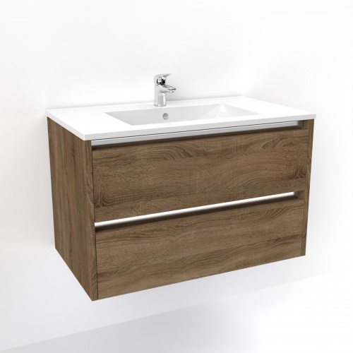Meuble vasque JUPITER 3.0 Bois Foncé 80cm avec Miroir Reflet Jupiter-80-bois foncé-FB