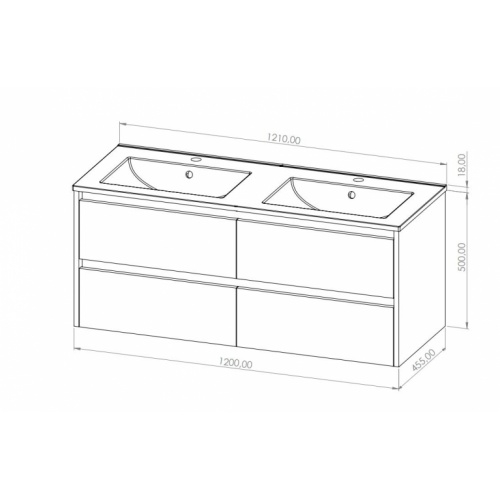 Meuble double vasque JUPITER 3.0 Bois Clair 120cm - Sans miroir JUPITER 3 0 120cm