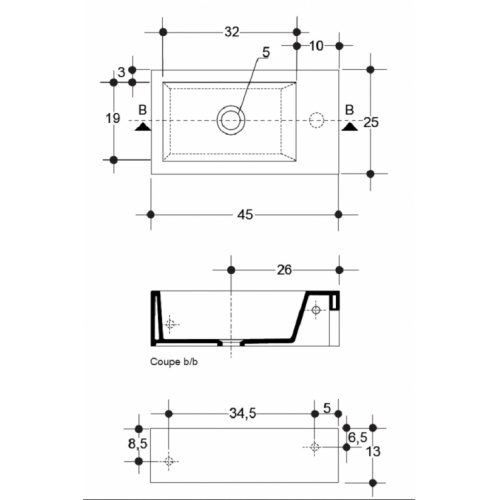 Lave-mains suspendu Hox mini - WHX4509 COTES HOX MINI WHX4509