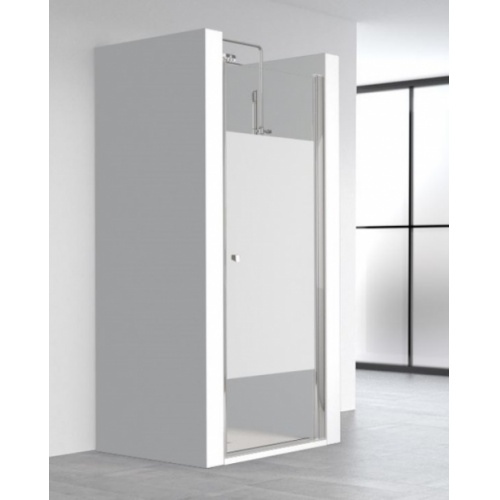 Porte battante ARCOIRIS PLUS AC-210 Verre Satiné Whole - Droite - Argent - 50cm
