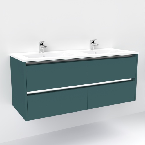 Meuble double vasque JUPITER 3.0 Bleu Canard 120cm - Sans miroir