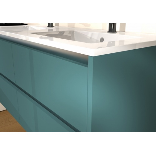 Meuble double vasque JUPITER 3.0 Bleu Canard 120cm - Sans miroir Jupiter-120-bleu canard-détail