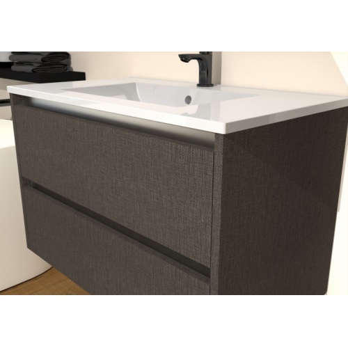 Meuble vasque JUPITER 3.0 Tissé Gris 80 cm - SANS miroir Jupiter-80-tissé gris foncé-ambiance_2