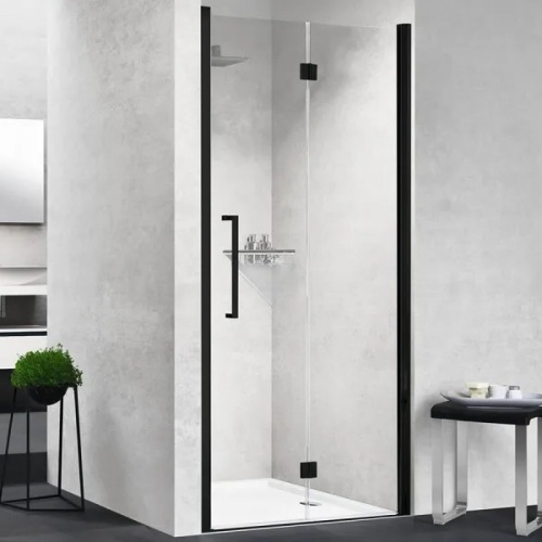 Porte pivotante et pliante YOUNG 1BS 60 cm - Transparent - Noir - Droite