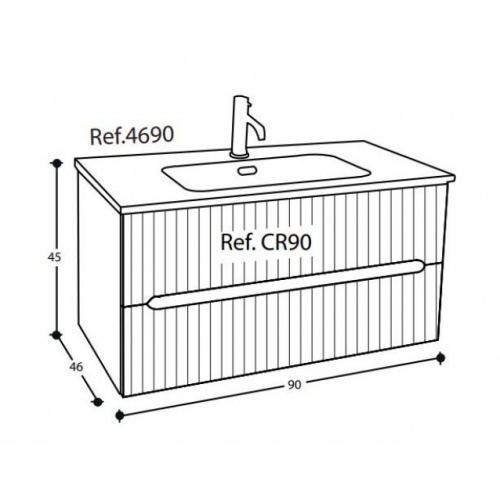 Meuble simple vasque CIRCE Frêne naturel 90 cm CIRCE Compo 1 - Copie