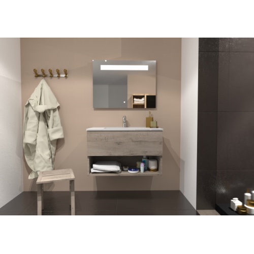 Meuble simple vasque DROSERA 80cm Chêne Gris - Sans Miroir DROSERA-80-chene gris_1