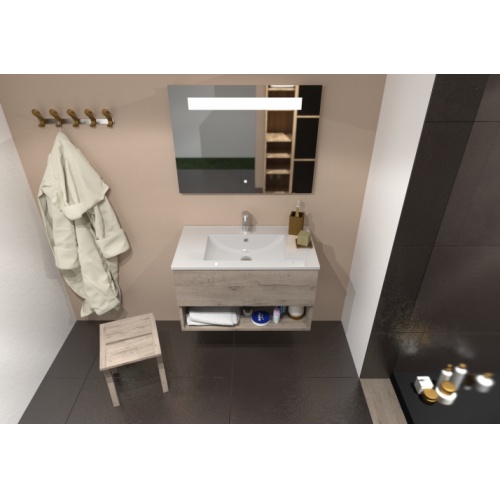 Meuble simple vasque DROSERA 80cm Chêne Gris - Sans Miroir DROSERA-80-chene gris_2