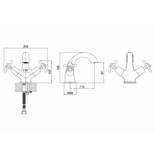 Mélangeur lavabo CLAREMONT sans vidage Chromé/Blanc CL45-QT