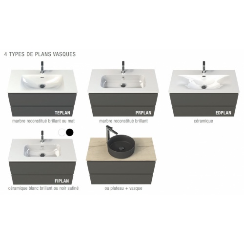 Meuble de salle de bain STRIATO Chêne Strié Cuivré/Doré Plan STRIATO