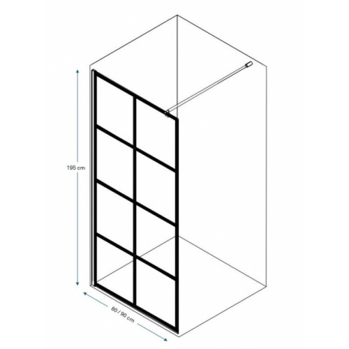Paroi de douche LOFT BLACK 80 cm LOFT BLACK Schéma 80-90