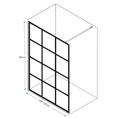 Paroi de douche LOFT BLACK 120cm LOFT BLACK Schéma 100-120