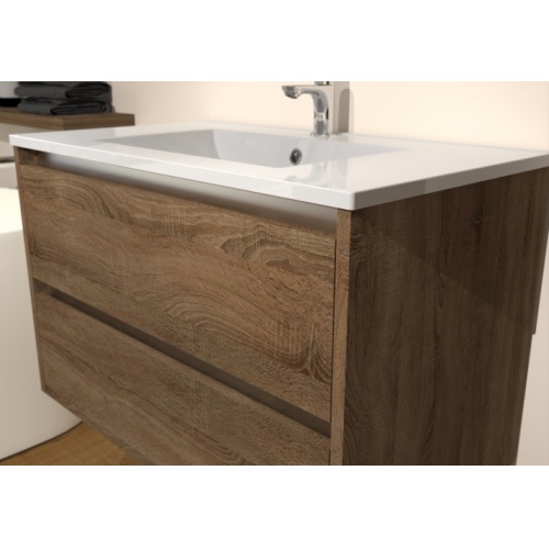 Meuble vasque JUPITER 3.0 Bois Foncé 80cm avec Miroir Reflet Jupiter-80-bois foncé_2