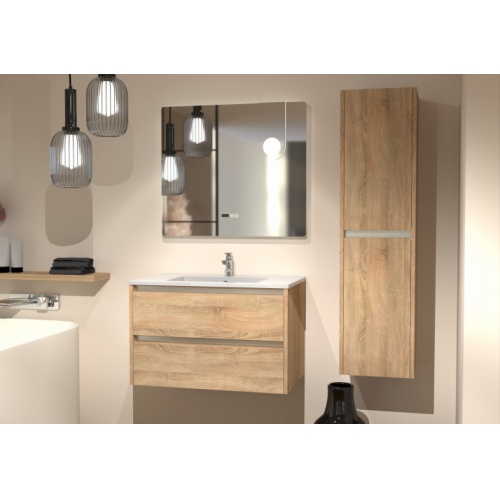 Meuble vasque JUPITER 3.0 Bois Clair 80cm avec Miroir ELEGANCE
