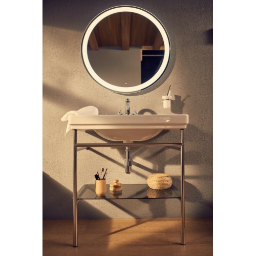 Ensemble CARMEN vasque sur pied en acier 80cm - 1 trou de robinetterie