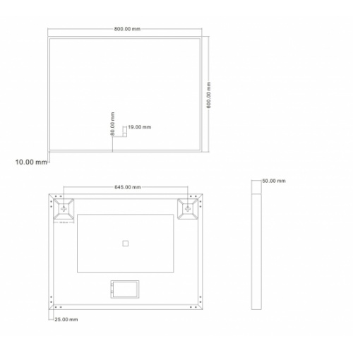 Miroir avec cadre Noir Mat QUADRO rétroéclairé LED - 80cm QUADRO 80