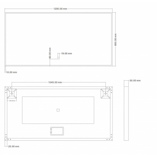 Miroir avec cadre Noir Mat QUADRO rétroéclairé LED - 120cm QUADRO 120