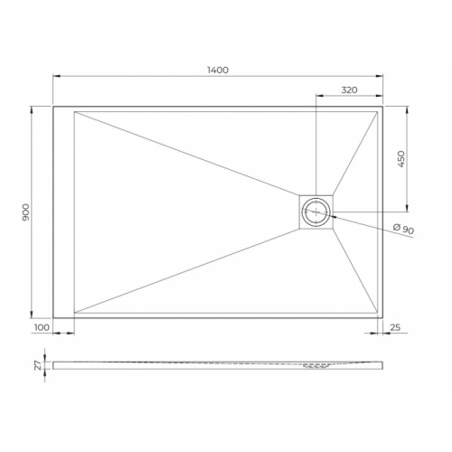 Receveur de douche ULTRA LIGHT Gris 140x90cm 90x140