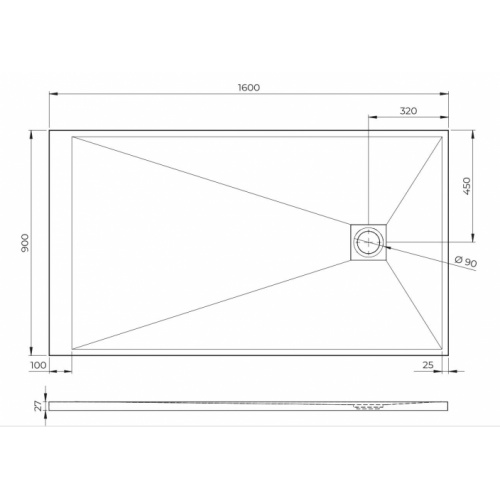 Receveur de douche ULTRA LIGHT Gris 160x90 cm 90x160