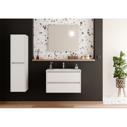 Meuble vasque JUPITER 3.0 Blanc Brillant 80 cm avec Miroir ELEGANCE
