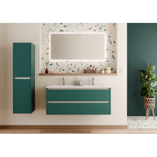 Meuble double vasque JUPITER 3.0 Bleu Canard 120cm avec Miroir REFLET