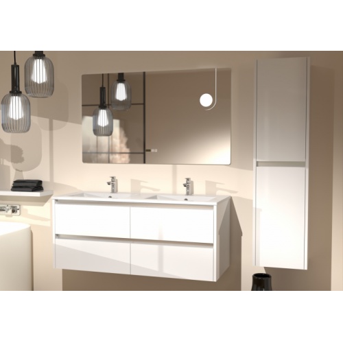 Meuble vasque JUPITER 3.0 Blanc Brillant 120 cm avec Miroir ELEGANCE