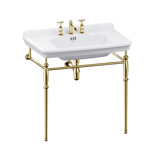Vasque en céramique rétro GUILD 85cm - 3 Trous de robinetterie GU0853SCW_GU85X77G
